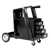 Chariot de soudeur noir à 3 étagères, organisateur d'atelier, outils électriques, MIG TIG SMAW FCAW, découpeur plasma, chariot de soudage à 3 étagères