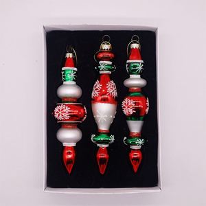 Ornements de Noël en verre personnalisés de couleur et de forme variées, fabriqués en Chine, 4*4*8cm, avec impression réactive, décorations artistiques suspendues - Product Image 4