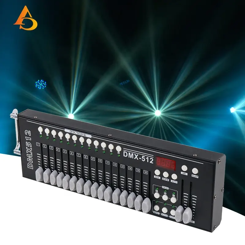 DMX pengontrol pencahayaan DMX512 konsol aluminium hitam perumahan kontrol lampu untuk Bar pesta pernikahan