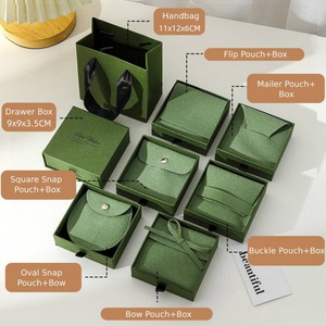 Wholesale Jewelry <b>Box</b> with Jewelry Pouch Set | Eco <b>Small</b> <b>Gift</b> <b>Box</b> for Jewelry Paper with Paper Bag Green Jewelry Packaging <b>Box</b> - Product Image 2