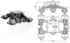 Nouvelles pièces de semi-remorque pour camions lourds, suspension d'usine, essieu de type BPW, bogie en acier 32T - Product Image 2