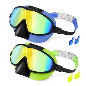 הנמכר ביותר-שני חלקים של נעלי ספורט לילדים סט מסגרת גדולה בריכת שחיה משקפי מגן עם רחבה חזון שדה רחב נגד ערפל אף קליעים - Product Image 2