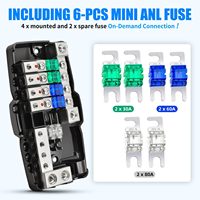Bloc de distribution d'alimentation 12V avec fusibles pour autoradio, 4 voies, bloc de fusibles MIDI (Mini-ANL) avec mise à la terre, calibre 0/2/4