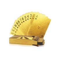 Cartes de poker en plastique noir imperméables et résistantes à la flexion, avec grille dorée et feuille d'or, cartes de jeu de société de luxe plaquées or, vente en gros