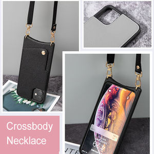 Étui pour téléphone portable en cuir PU portefeuille à bandoulière avec carte pour <span class=keywords><strong>iPhone</strong></span> 17 16 15 14 13 12 Pro Max avec <span class=keywords><strong>cordon</strong></span> corde bandoulière - Product Image 3