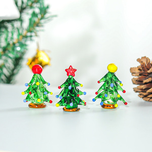 <b>Mini</b> Glass Christmas Tree Figurine Ornaments Glass Tabletop Christmas Tree Decoration Holiday <b>Table</b> Decoration - Product Image 5