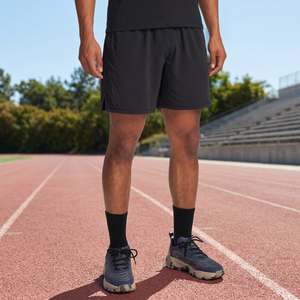 Solid <b>Black</b> <b>Men</b> Athletic <b>Shorts</b> Breathable Mid Waist Elastic Drawstring Training Running Gym <b>Short</b> Wholesale Rate OEM 2026 - Product Image 3