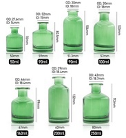 Bouteilles vides classiques en verre vert pour huiles essentielles d'aromathérapie, parfums d'intérieur, bouchon en liège, diffuseur rond réutilisable