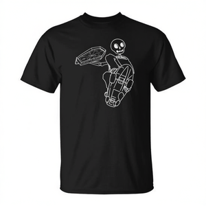 T-shirt Fakie's Pizza Skelly nera unisex per adulti taglia media con design grafico - Product Image 2