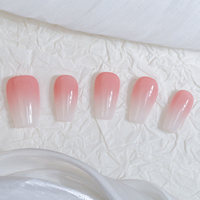 Vente en gros d'ongles de presse acryliques dégradés roses faits à la main 10 pièces d'ongles artificiels français de haute qualité à couverture complète Faux ongles
