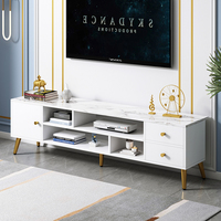 Ensemble de meubles de salon de luxe européen, 5 pièces, support tv, design haut en marbre avec tiroir
