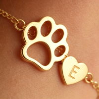 Bracelet personnalisé en or avec empreinte de patte, breloque cœur avec initiale personnalisée, acier inoxydable, cadeau pour les amoureux des animaux