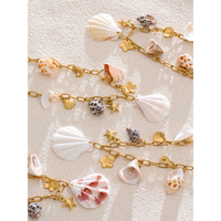 Collier pendentif en coquillage en acier inoxydable plaqué or avec perles naturelles d'été JINYOU 1550
