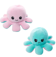 Risingsun Coussin Pieuvre Réversible Ultra Doux Personnalisé en Peluche, Jouet en Peluche Lavable en Coton PP avec Maille Anti-Stress