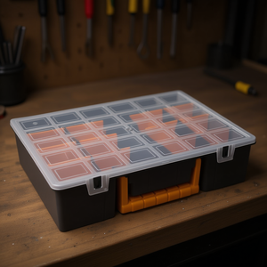 Boîte à outils avec séparateurs amovibles 14,2x9,8x3,3 pouces en polypropylène, fermeture à boucle rectangulaire pour le rangement des outils - Product Image 2