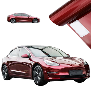 PET brillante metálico piedra preciosa rojo autoadhesivo PVC coche vinilo envoltura película al por mayor extraíble y antiarañazos para Decoración - Product Image 1