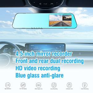 4.45inch Dash Cam phía sau xem gương xe máy ảnh phía trước 1080p và phía sau 720P Màn hình cảm ứng tầm nhìn ban đêm - Product Image 4