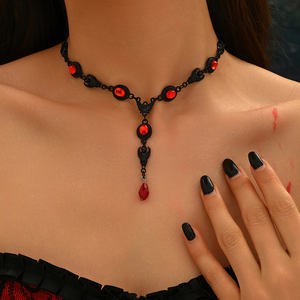 סגנון כהה גותי halloween סט תחפושת סט עכביש הנשי שרשרת זהב שטן טיפת דם השטן ירידה פופולרי סטים תכשיטים אופנה סטים - Product Image 2