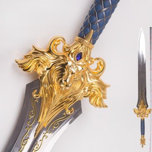 Épée en métal de 120 cm, modè<span class=keywords><strong>le</strong></span> d'arme de 4,4 kg, représentant la Dent de Lion <span class=keywords><strong>du</strong></span> Roi Frostmourn de World of Warcraft, pour exposition à domicile ou en magasin. - Product Image 1