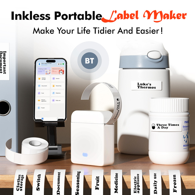 BQB Certified L12 Label Printer Handheld Portable BT Mini Thermal Printer for Name Stickers 15mm Self-adhesive Printing