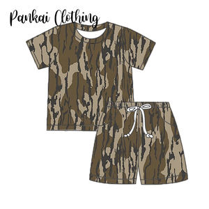 Nouveau été à manches courtes Shorts enfants 2 pièces tenue personnalisé sud imprimé lait soie bébé enfants garçon ensemble de vêtements - Product Image 1