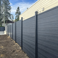 Panneaux de clôture en WPC imperméables avec poteaux en aluminium, gris anthracite, clôture composite horizontale pour jardin
