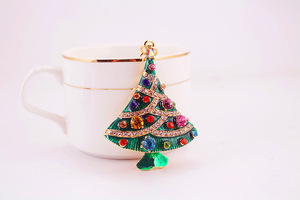 도매 귀여운 모조 다이아몬드 열쇠 고리 크리스마스 트리 소나무 열쇠 고리 지갑 가방 매력 펜던트 열쇠 고리 선물 소녀 여자 여자 레이디 열쇠 고리 - Product Image 2