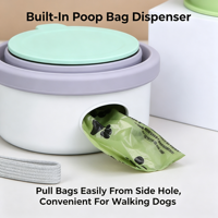 Mangeoire de voyage portable 3 en 1 pour animaux de compagnie, avec distributeur de sacs à excréments et bol en silicone pliable pour chien, utilisation en extérieur
