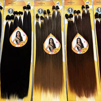 Extensions de cheveux naturels synthétiques longs et lisses en fibres organiques de protéines Yaki soyeuses de 24 pouces avec closure frontale