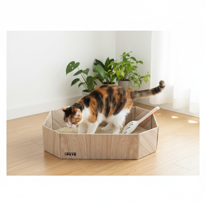 Bac à litière pour chat biodégradable et écologique, personnalisé, en papier, sans pelle, avec porte, capacité de 10 L, portable - Product Image 1