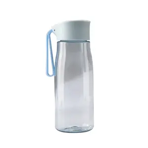 Wholesale unbreakable eco-friendly gym reusable clear sports water cup creative portable silicone handle plastic water bottle