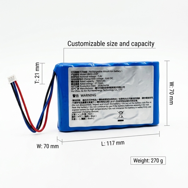 Li-ion Battery Pack 7.4V 7000mAh 7800mAh 3S2P 18650 Battery Pack with BMS for Handheld Vacuum Robot