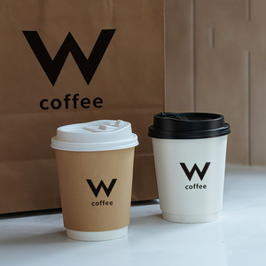 Tasse à café jetable gobelet en papier double couche tasse commerciale à emporter thé au lait boisson chaude avec couvercle étanche accepter personnalisation - Product Image 2