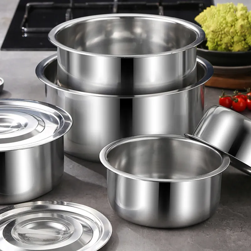 Factory direct sales Seasoning Basin pot cookware set mixing bowls stainless steel indian pot