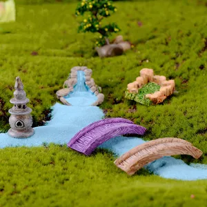 Mini su kuyusu köprü figürler minyatür el sanatları peri bahçe Gnome Moss ahşap köprü dekor minyatür el sanatları için peri bahçeleri