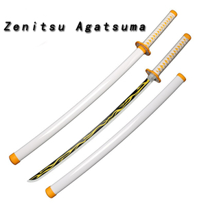 Lame de Nichirin en <span class=keywords><strong>bois</strong></span> à motif éclair Zenitsu Agatsuma, accessoires de cosplay d'anime, bambou et <span class=keywords><strong>bois</strong></span> sûrs et inoffensifs - Product Image 3