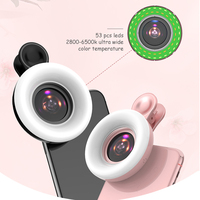 Nouveau 15X Macro Zoom Lentille Portable Selfie LED Anneau Lumineux avec Anneau Universel Clip pour iPhone Smartphones Verre Matériau Lumière de Remplissage
