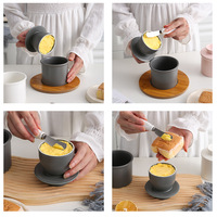 Pot à beurre français en céramique moderne en forme d'œuf, boîte à fromage fraîcheur avec couvercle pour la cuisine ou le camping