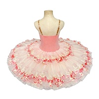 Tutu de ballet semi-professionnel rose en tulle rigide pour enfant et adolescente, costume de spectacle La Belle au bois dormant, tenue de danse - En stock