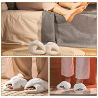 Chaussons blancs chauds en peluche pelucheux à bout ouvert, chaussons de mariage de fête nuptiale moelleux, chaussons de maison doux pour célibataire
