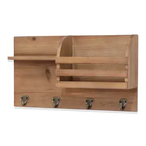 Nordic <strong>Wall</strong> Mounted <strong>Key</strong> Holder with Iron and Wood Storage <strong>Racks</strong> Multifunction Rectangle Design for Tools - Product Image 1