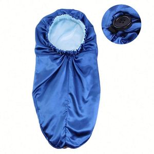 Bonnet de Douche Élastique Double Couche Satiné 2025 – Nouveauté Tendance, Bonnet de Nuit Long Personnalisable avec Logo, Bonnet en Soie Uni pour Soin des Cheveux - Product Image 2