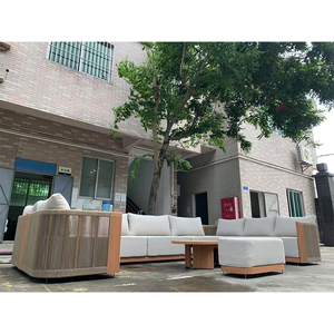 مجموعات صالة على الطراز الفاخر أريكة عصرية من خشب الساج للحديقة مكونة من حبل خشب الساج - Product Image 2