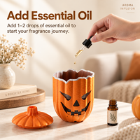 Diffuseur d'arômes de citrouille d'Halloween USB silencieux avec minuterie, décoration de table, diffuseur ultrasonique d'huiles essentielles