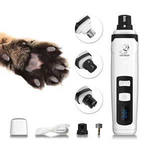 Nuevo diseño, molinillo de uñas para perros con luz LED, 2 velocidades, carga USB, recortador de uñas eléctrico para mascotas, bajo ruido, potente pata indolora