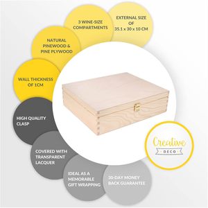 Boîte à vin en <span class=keywords><strong>bois</strong></span> de pin massif personnalisée, emballage créatif, boîte à vin décorative, coffret cadeau, emballage pour 3 bouteilles, provenant du premier fabricant chinois - Product Image 5