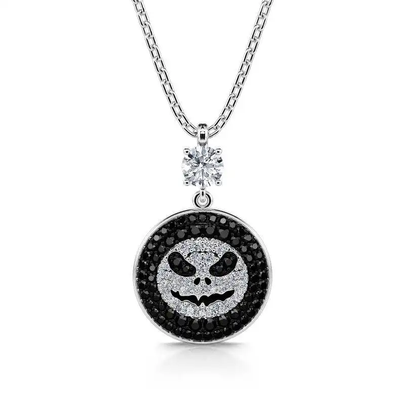 Ожерелье с черепом на Хэллоуин, женское 925 Серебряное Ювелирное Украшение с кристаллами, ожерелье в виде тыквы