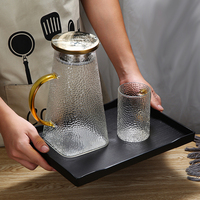 Home Hotel Restaurant Trays Zwart Wit Rechthoek Butler Tray Fast Food Plastic Serveerschaal Met Hout Patroon
