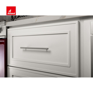 Allandcabinet <span class=keywords><strong>2025</strong></span> phổ biến truyền thống MDF lõm tủ bếp với đá thạch anh Countertop với mullion thiết kế cửa kính - Product Image 2