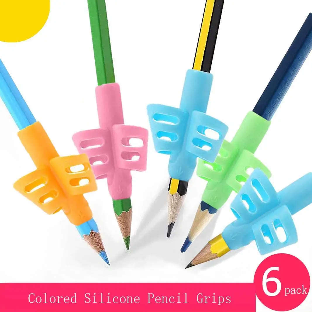 Porta-lápis de silicone para crianças, caneta treinadora com aperto, caneta auxiliar confortável para crianças